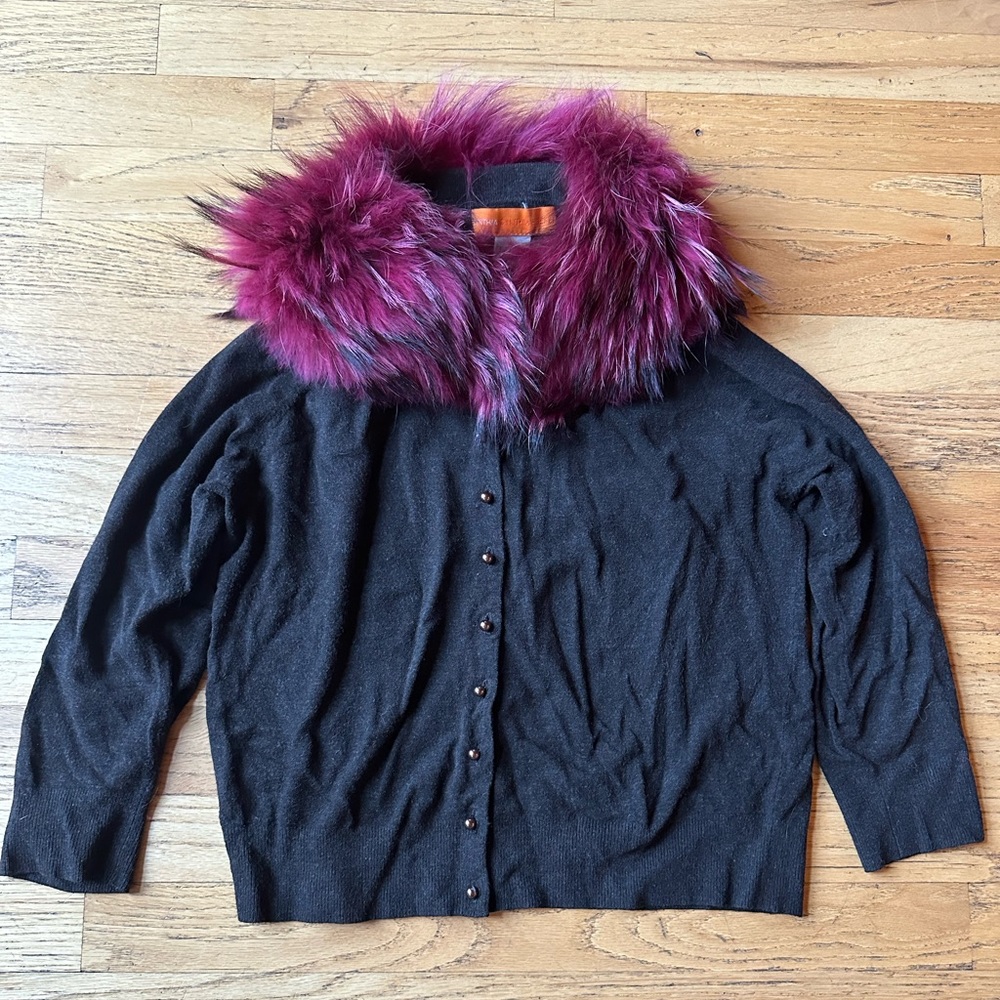 Cynthia Cynthia Steffe fur collared cardigan large